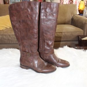 Mark Fisher, Wide Calf Arty Medium Brown leather tall boots NEW